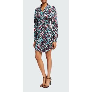 SALONI Sz 6 Mari Wrap Dress Silk Abstract‎ Watercolor New